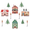 Dekoracja dwustronna - Zimowe miasteczko 12 elementów