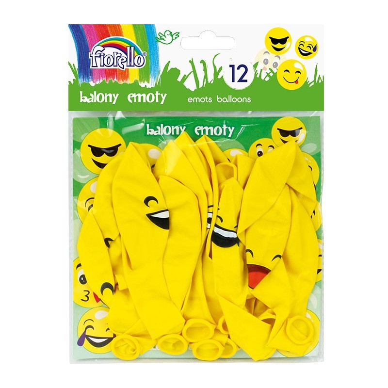 Balony 12" żółte emotkiny, 12 szt.