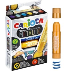Farby tempera metaliczne 6 kolorów, w sztyfcie Carioca