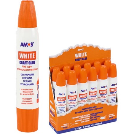 Klej w płynie do papieru, drewna, tkanin, styropianu 34 ml Amos