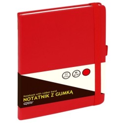 Notatnik A5/80 kartek w kratkę, czerwony, z gumką
